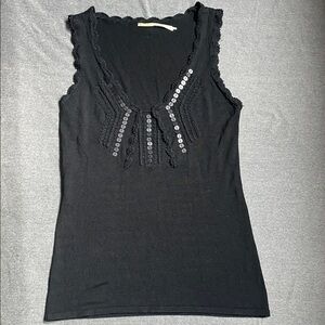 Max Studio Black Lace Accent Tank Top